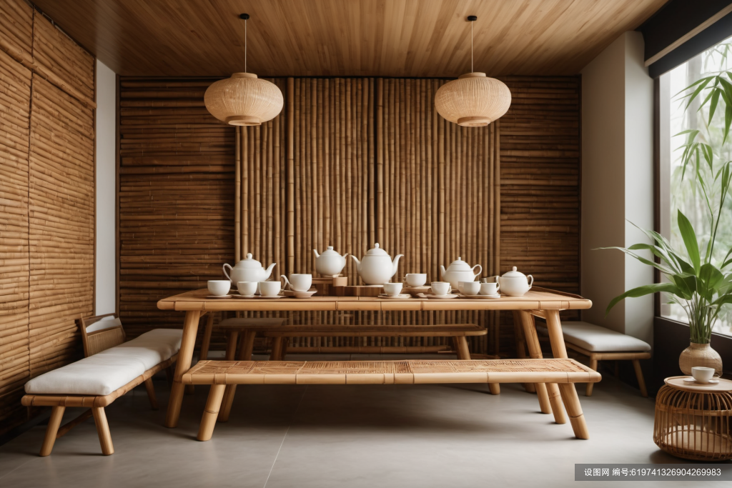 中式茶艺茶室室内设计效果图摄影图png下载_编号619741326904269983-设图网