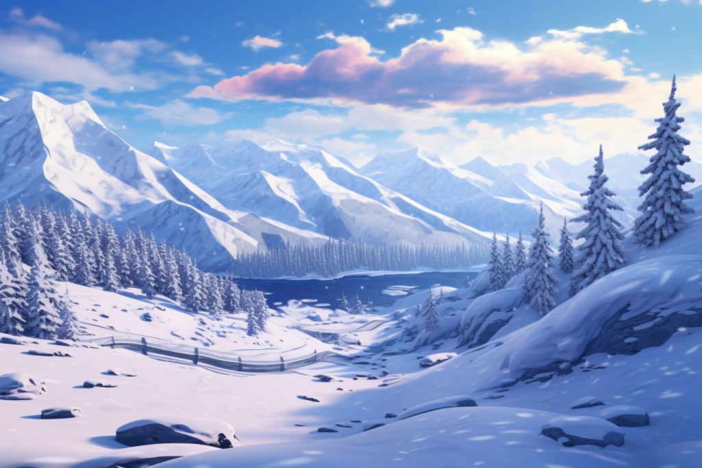 自然风景冬季雪景雪松风景摄影图
