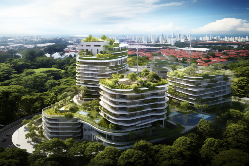 高档小区绿化房地产楼盘鸟瞰摄影图