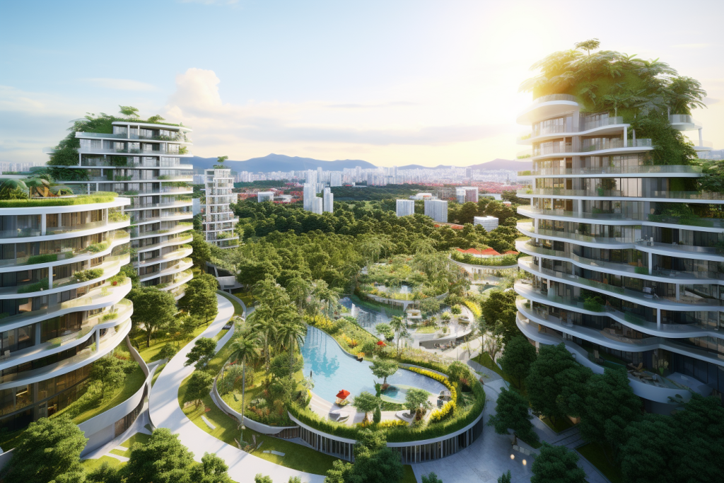 园林效果图房地产楼盘鸟瞰摄影图
