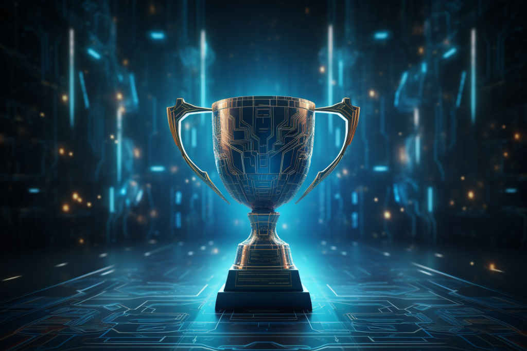 金属奖杯科技感奖杯背景图