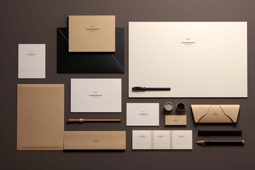 简洁文件办公用品VI样机效果图