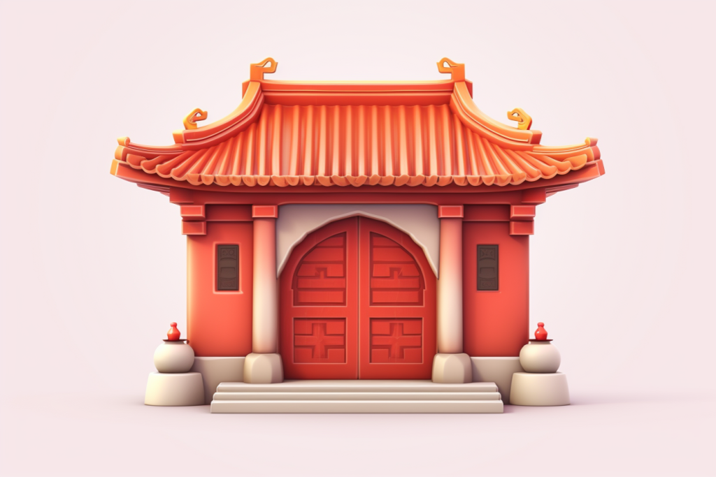 设计艺术新春龙年中式建筑模型