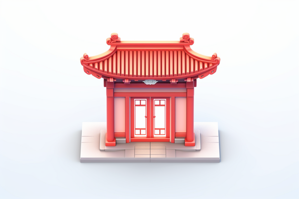 设计艺术新春龙年中式建筑模型