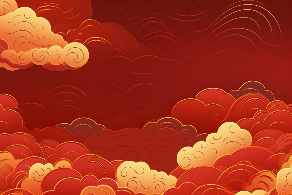 横版国潮创意设计云朵祥云背景图插画