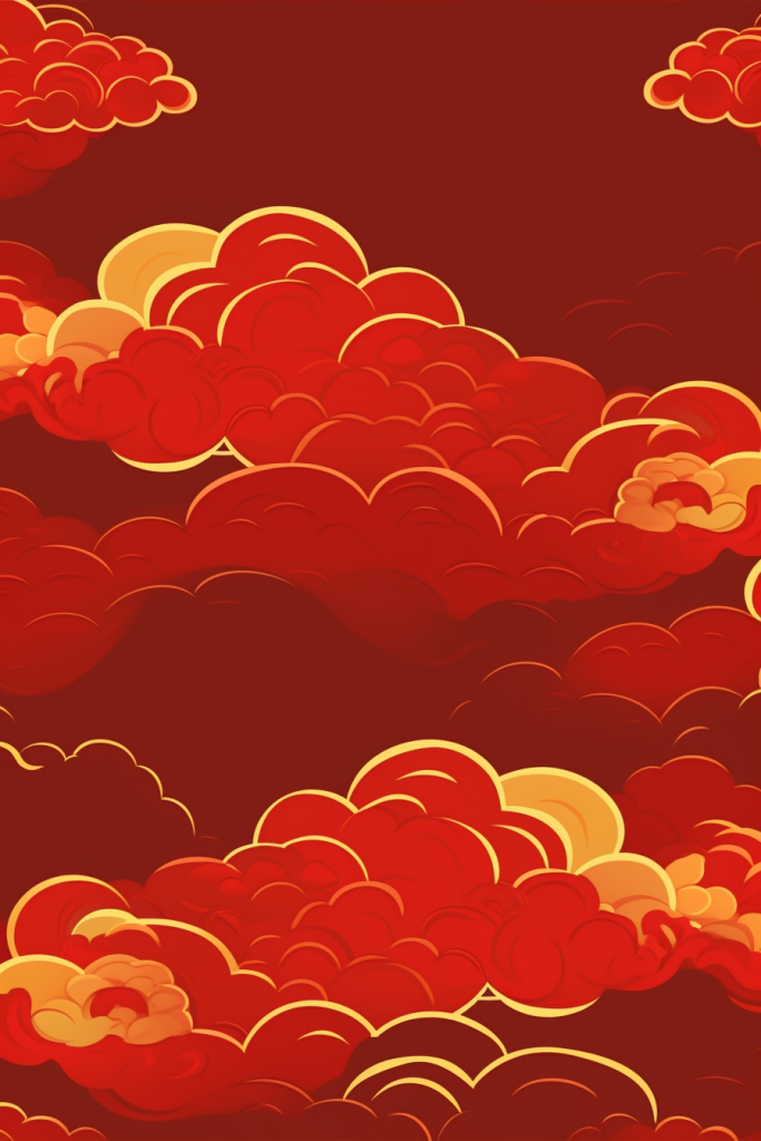 竖版国潮设计祥云背景图插画