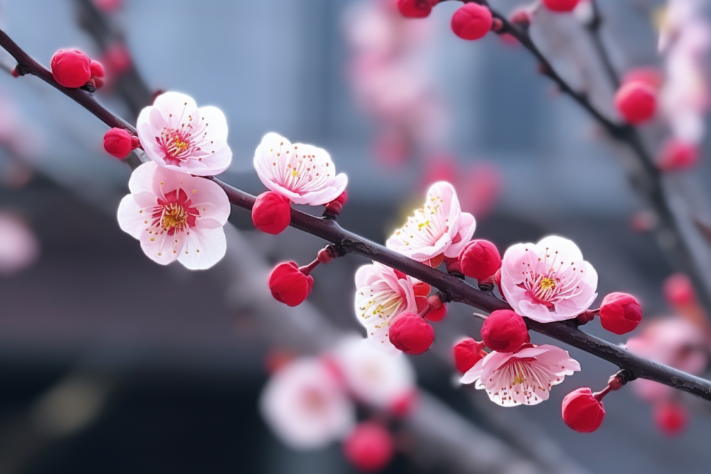早春花朵植物梅花盛开图片摄影图