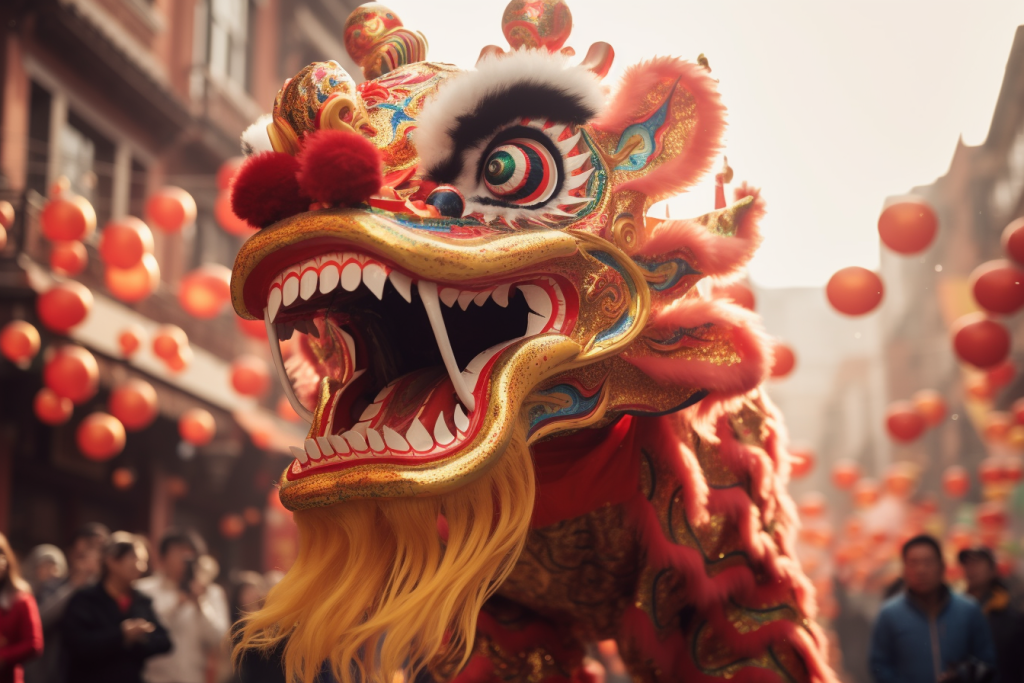 新年春节传统舞狮图片摄影图