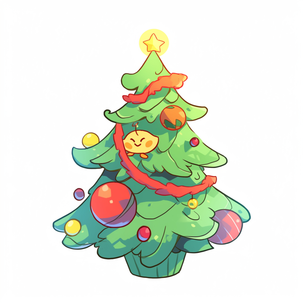 卡通糖果色圣诞节圣诞树装饰素材图片