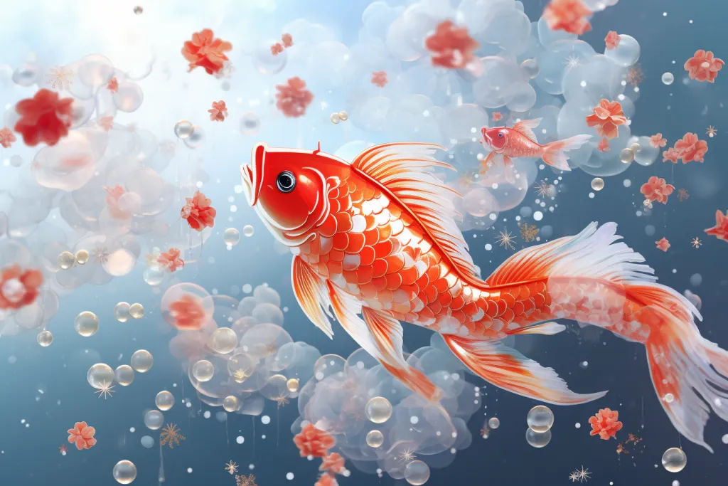 红色新年锦鲤年年有鱼插画元素