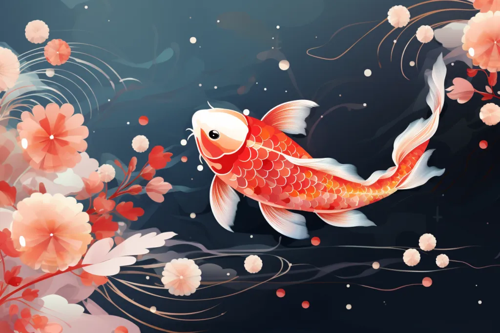 红色新年锦鲤年年有鱼插画元素