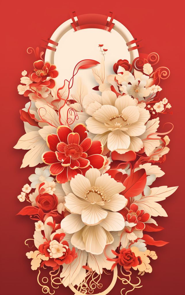 红色花朵边框背景素材图片