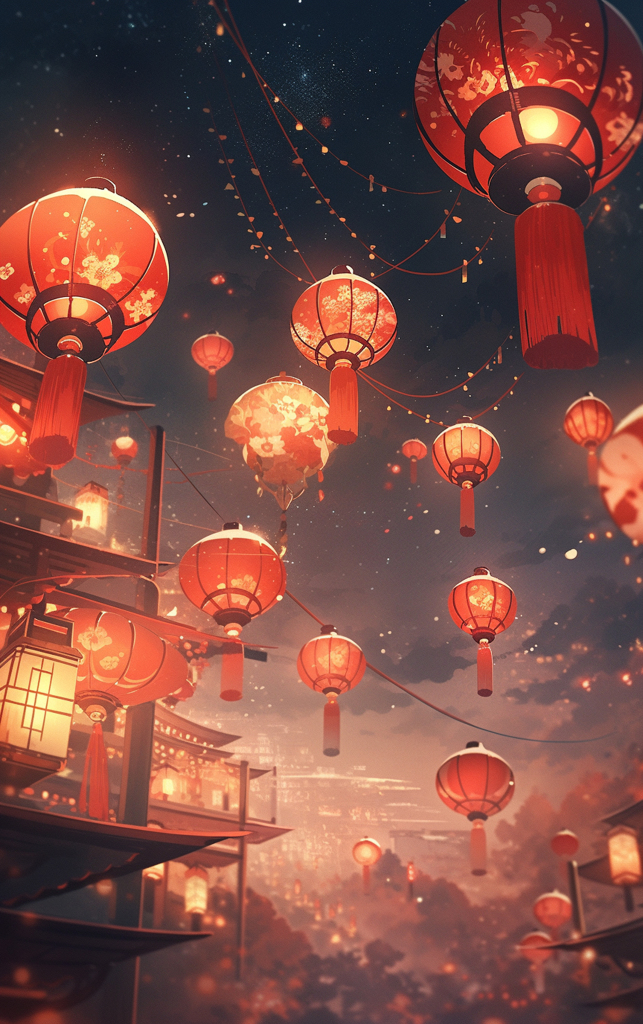 红色灯笼串喜庆背景素材图片