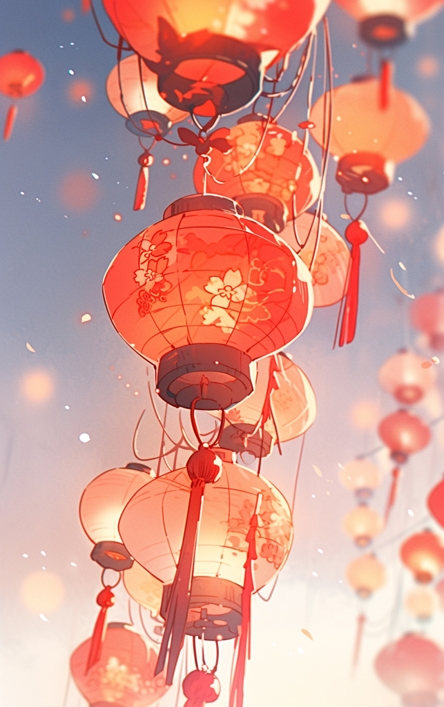 红色灯笼串喜庆背景素材图片