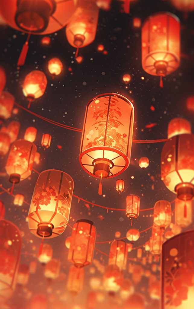 红色灯笼串喜庆背景素材图片