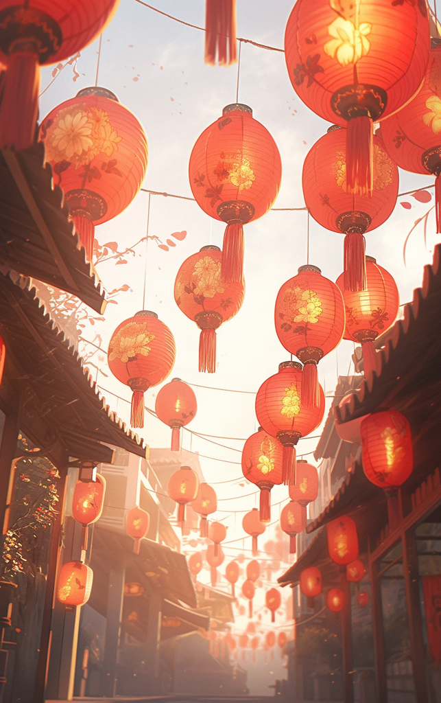 红色灯笼串喜庆背景素材图片