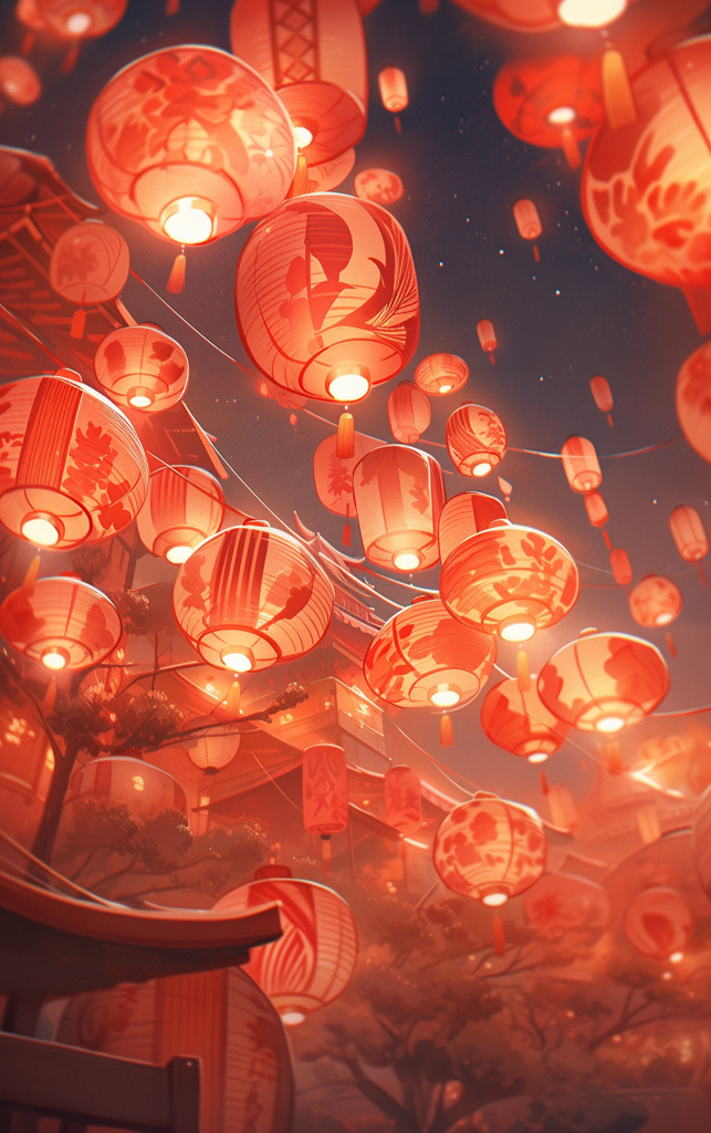 红色灯笼串喜庆背景素材图片
