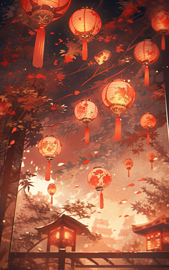 红色灯笼串喜庆背景素材图片