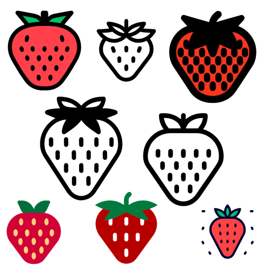 矢量卡通风格草莓图标设计元素