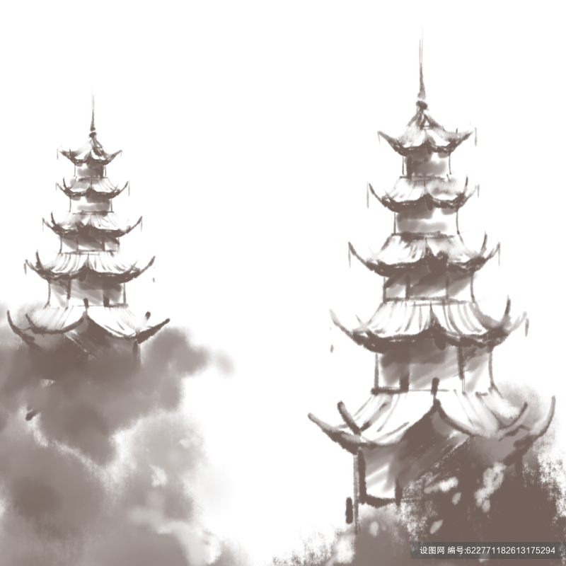 中国风古塔塔楼建筑png下载_编号622771182613175294-设图网