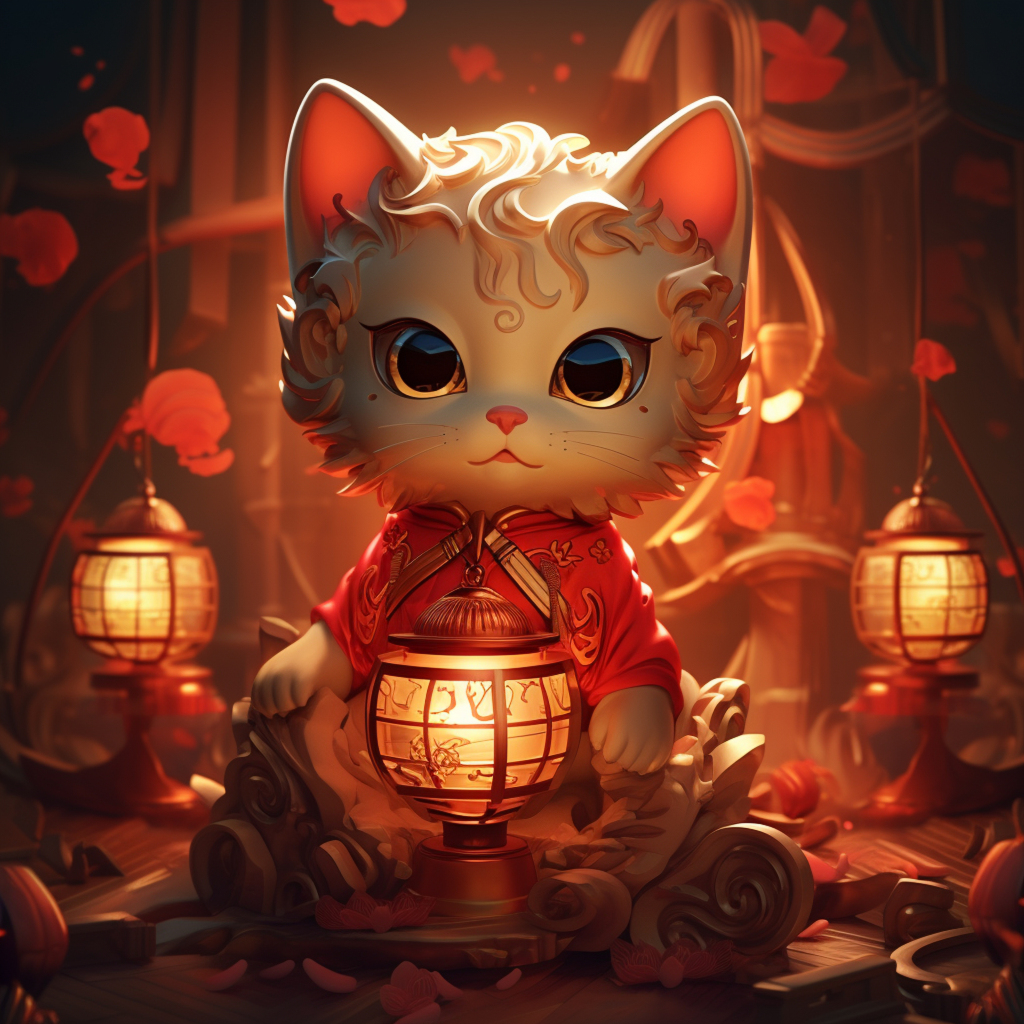 红色喜庆卡通招财猫素材图片
