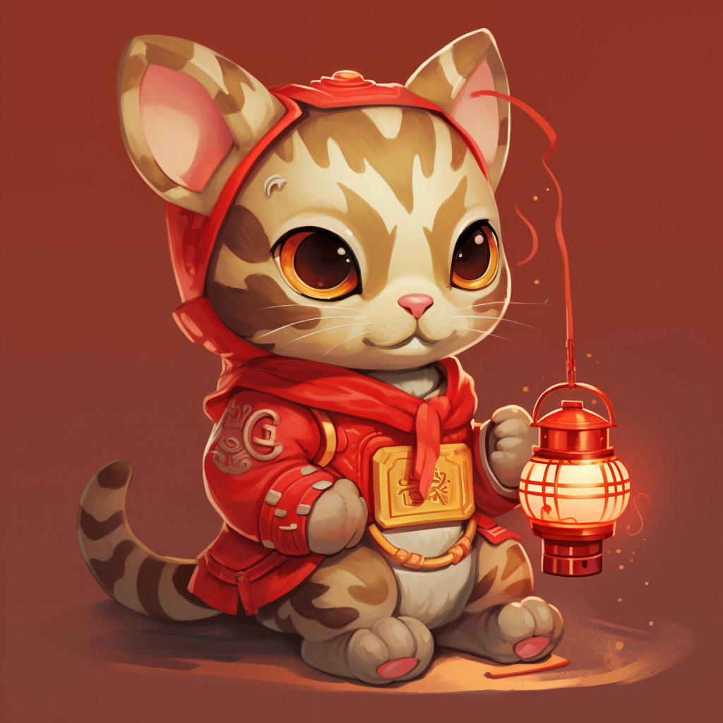 红色喜庆卡通招财猫素材图片
