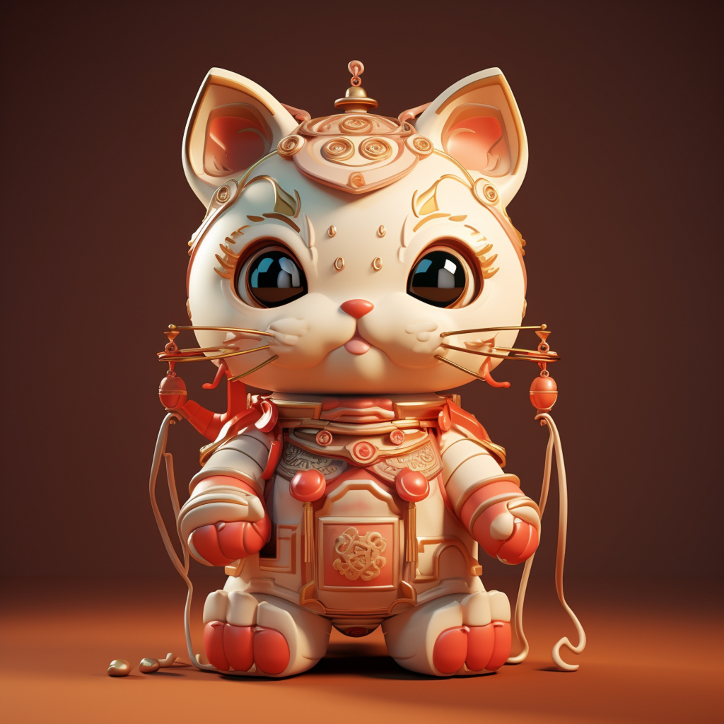 红色喜庆卡通招财猫素材图片