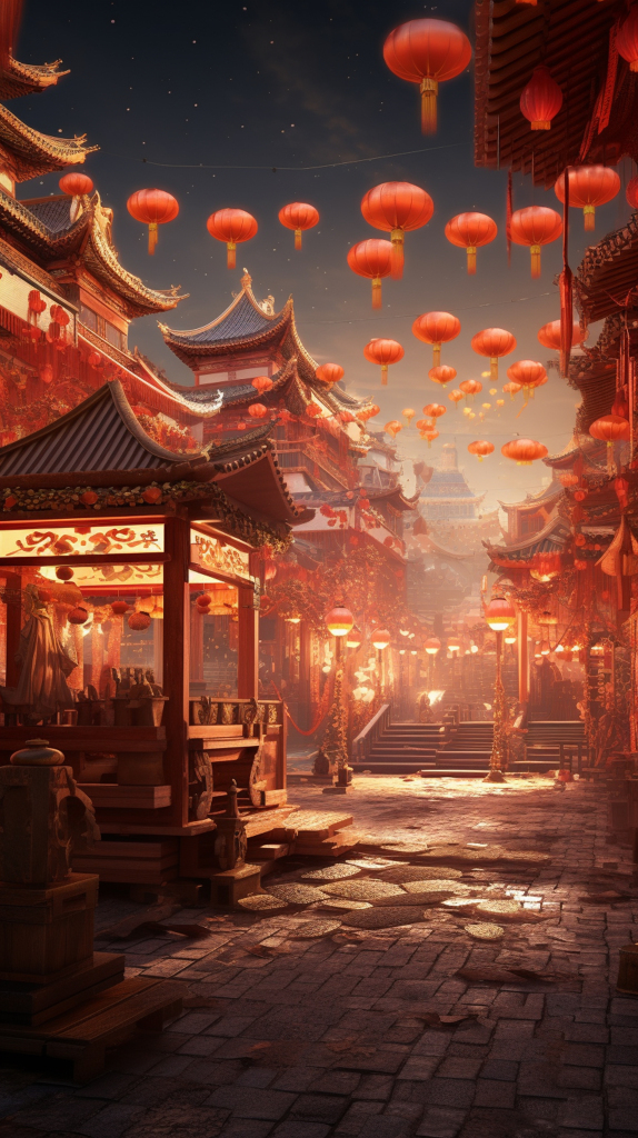 中国风建筑古风建筑灯笼素材图片