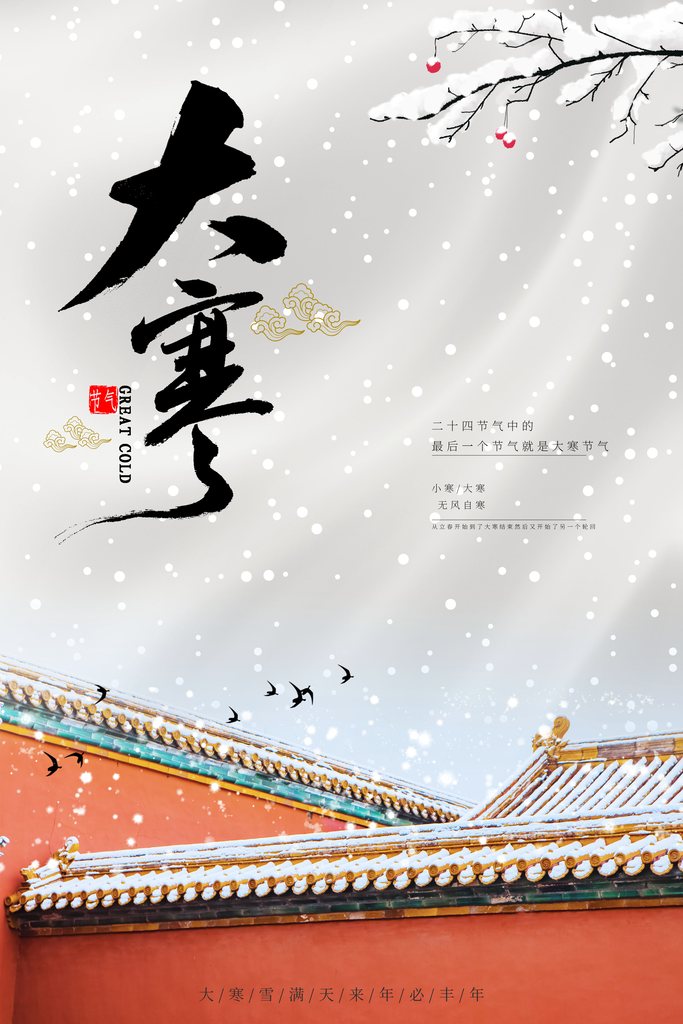 传统二十四节气大寒海报