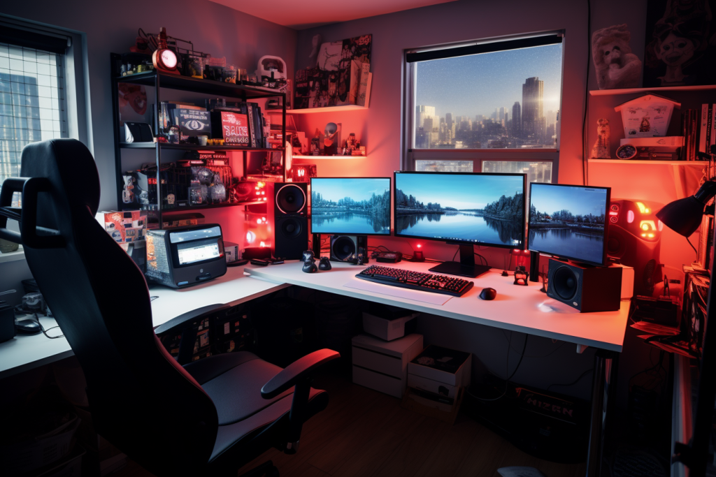 电竞电脑创意酒店装修房间建筑图片摄影图