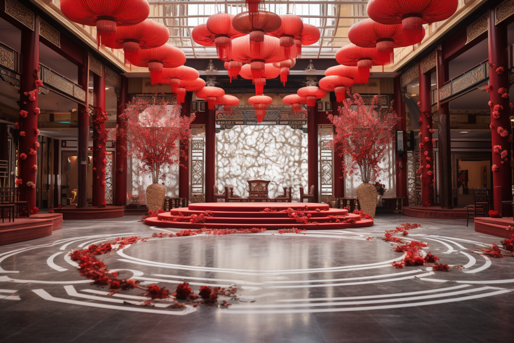 室内花朵新中式浪漫婚礼场景摄影图png下载_编号625702823178412005-设图网