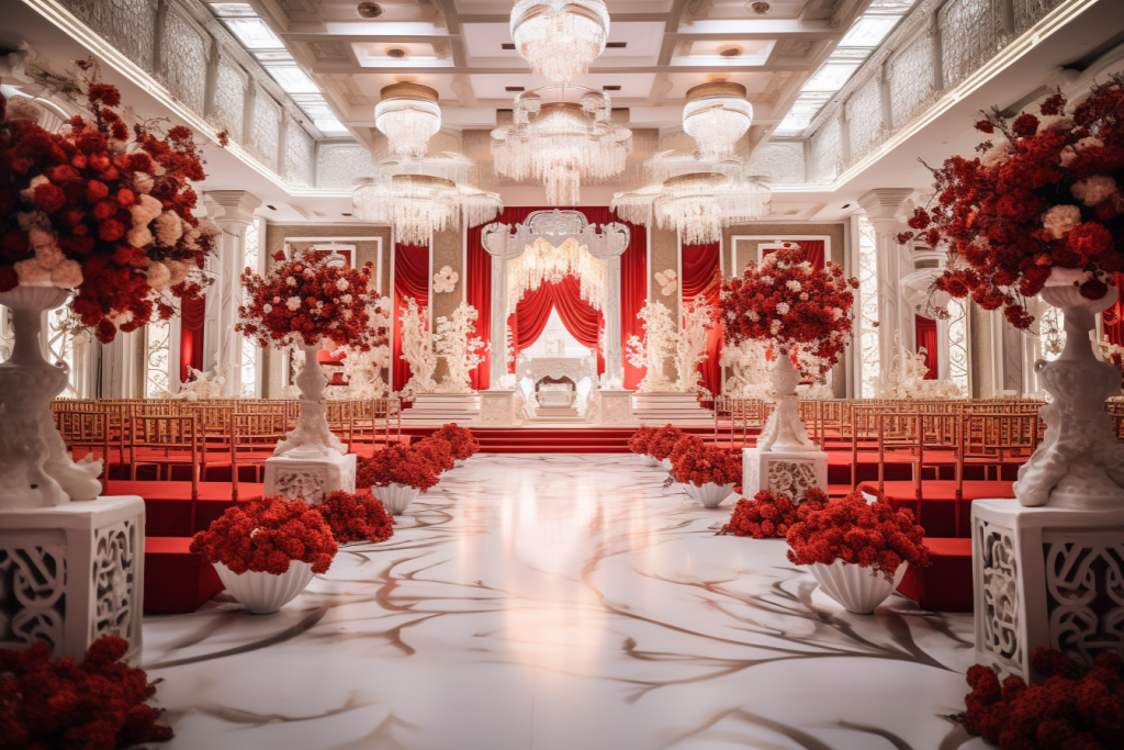 室内中式婚礼花朵宴会厅婚礼摄影图png下载_编号625730198733723694-设图网