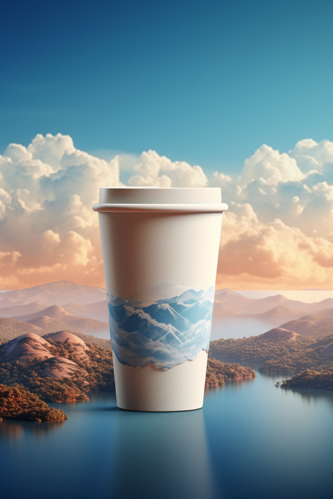 国潮山川时尚创意奶茶杯杯子图片模型