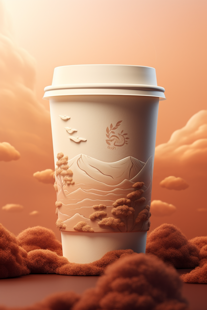国潮山川创意奶茶杯杯子图片模型