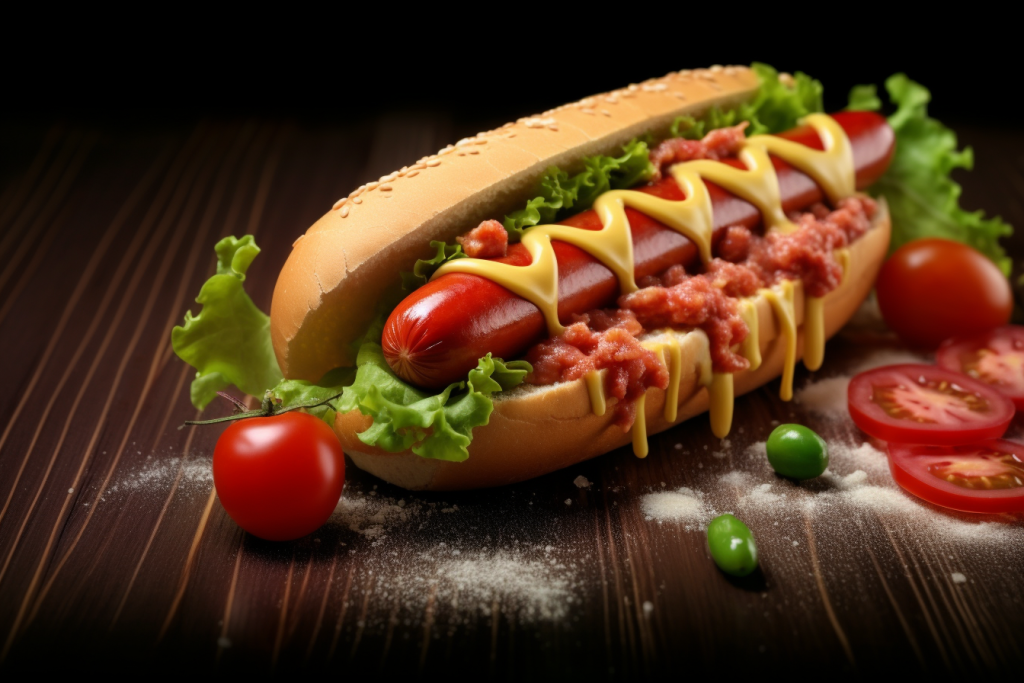 酱料热狗美食摄影图