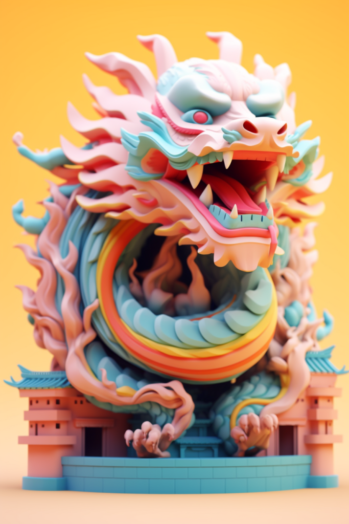 新年东方龙吉祥建筑模型