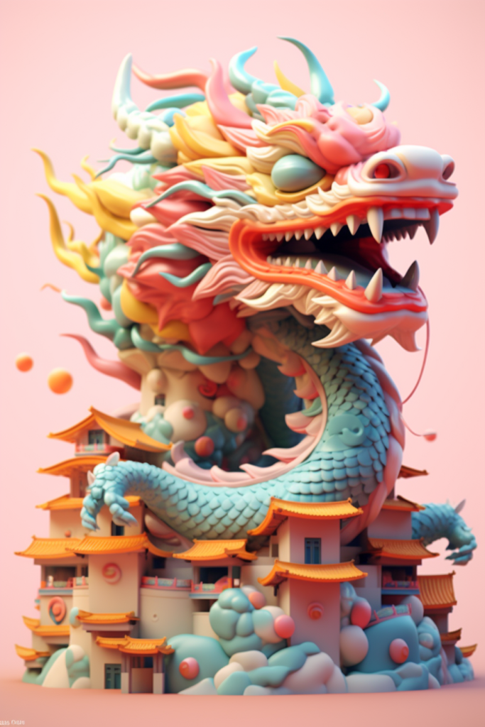 祥瑞神话传统神秘传说龙年青龙可爱模型