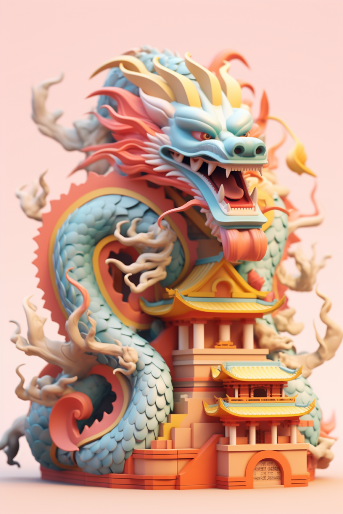 神秘传说祥瑞东方龙龙年模型