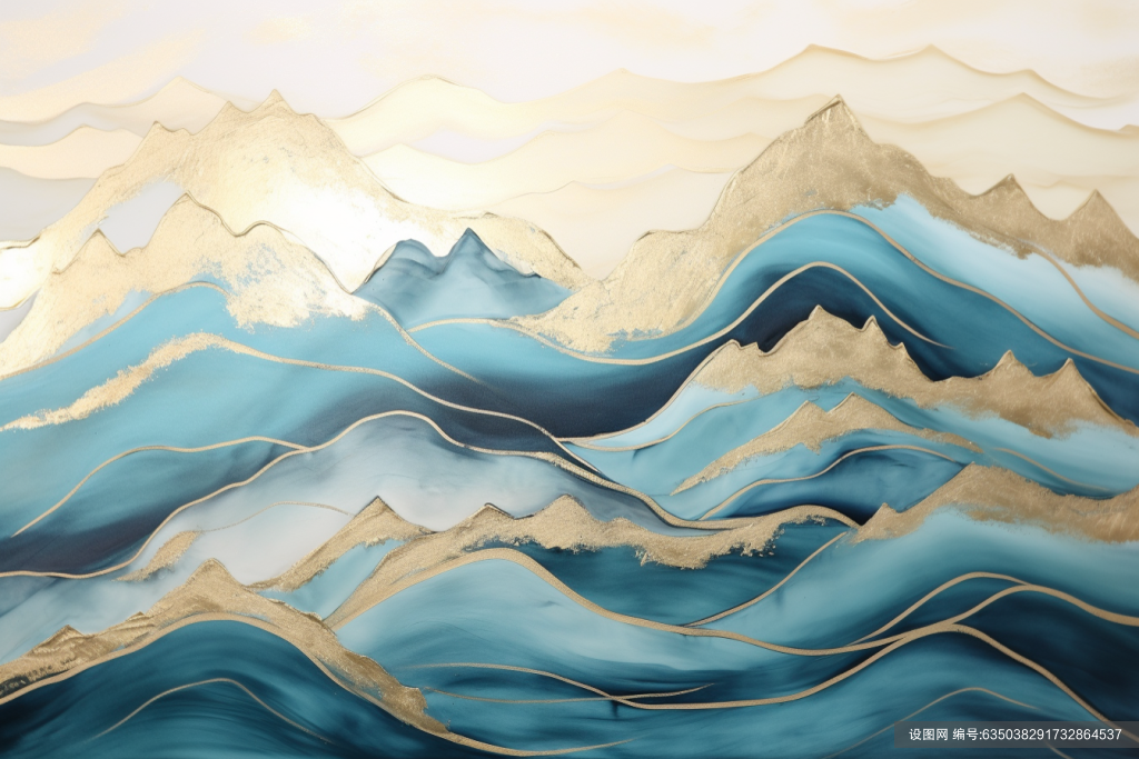 新中式金色山水画装饰画图片png下载_编号635038291732864537-设图网