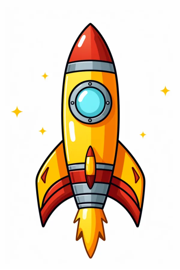漫画卡通宇宙火箭发射插画