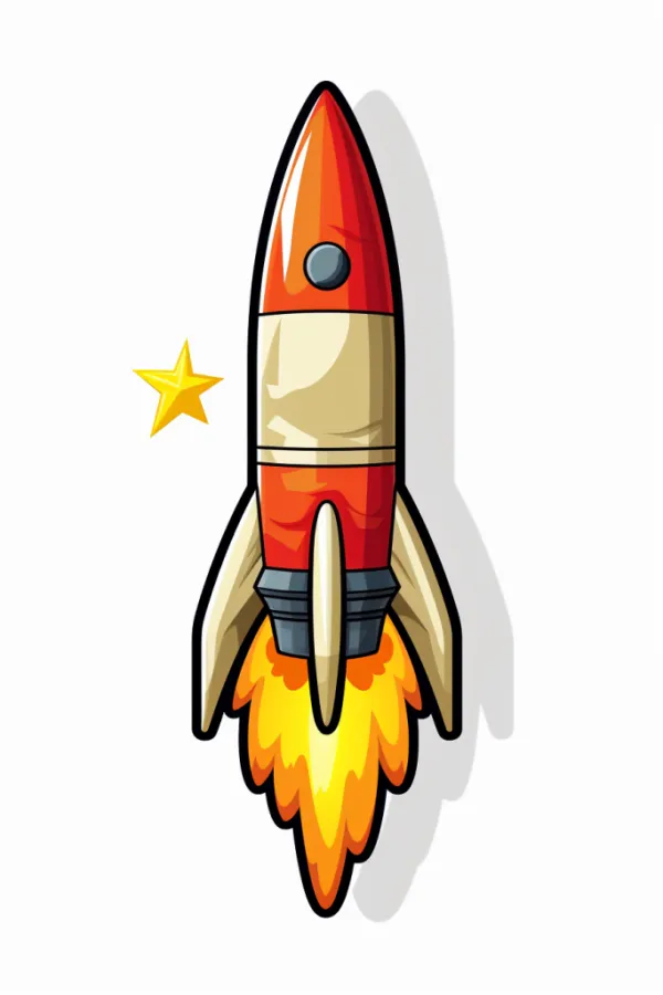 漫画卡通宇宙火箭发射插画