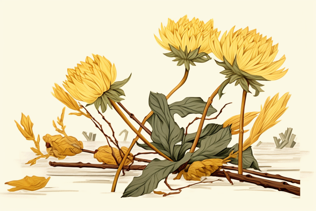 中医黄连中草药药材插画