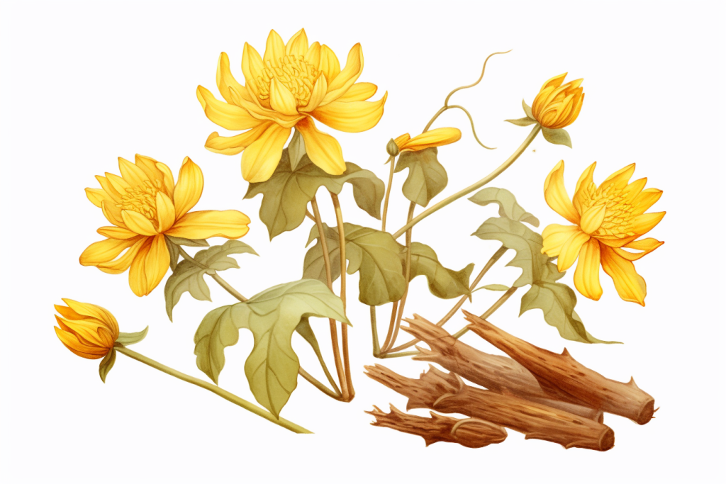 中医黄连中草药药材插画
