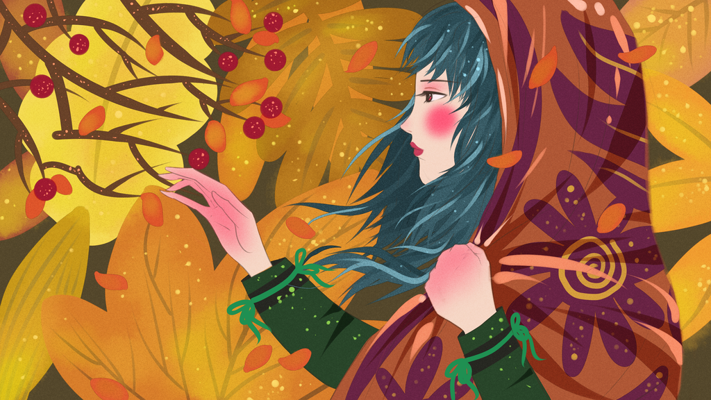 霜降24节气节日卡通插画海报宣传素材