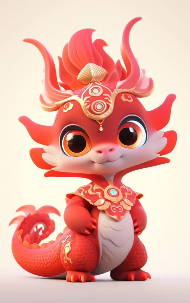 3d卡通可爱龙素材图AI图
