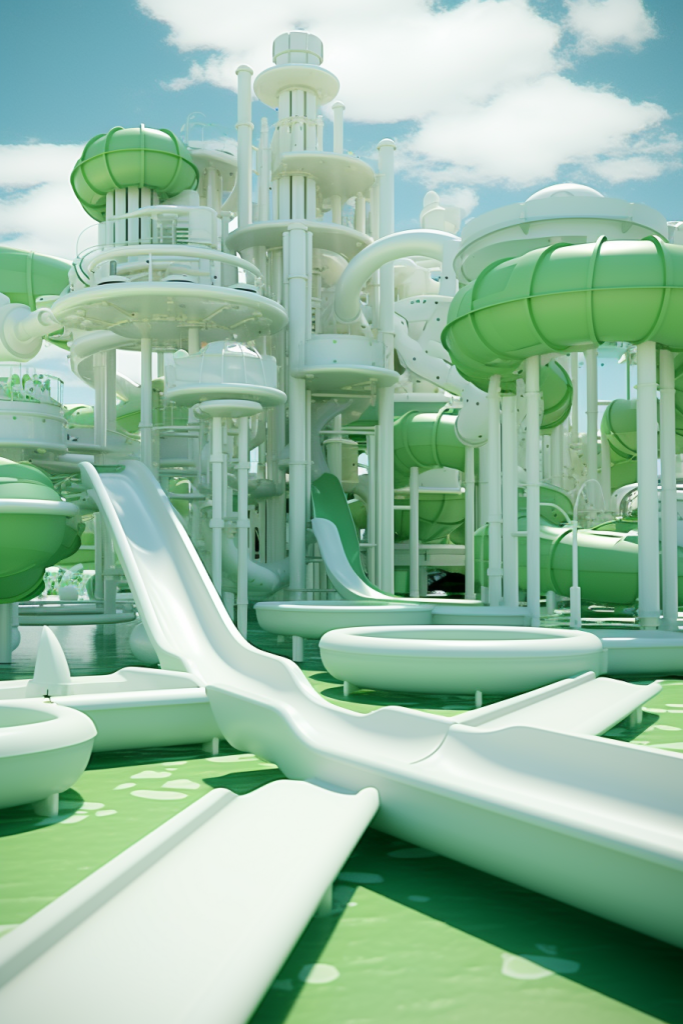 游乐园立体彩色滑梯模型