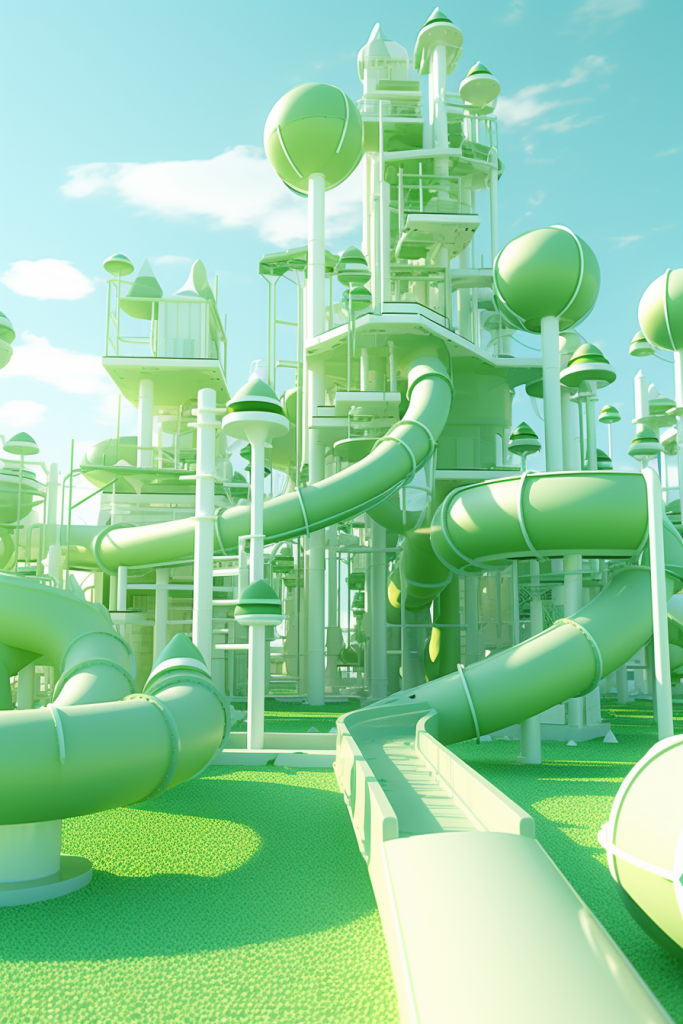 游乐园立体彩色滑梯模型