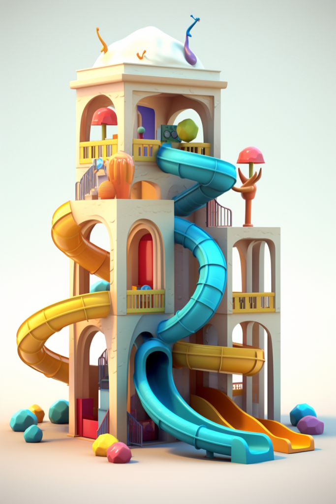 可爱立体彩色滑梯模型