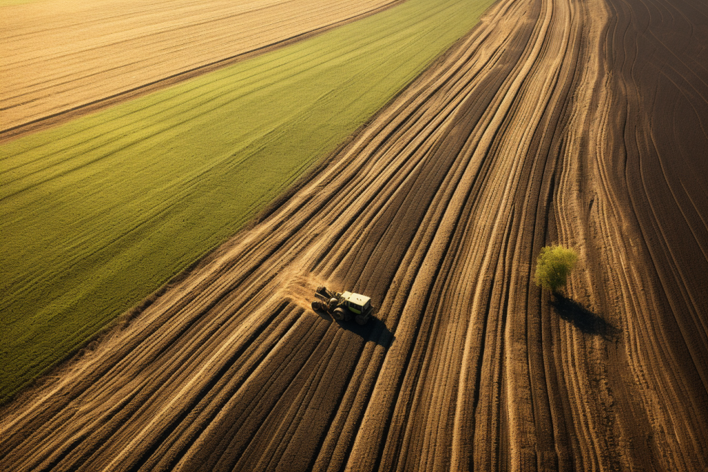 清新航拍农田春耕摄影图