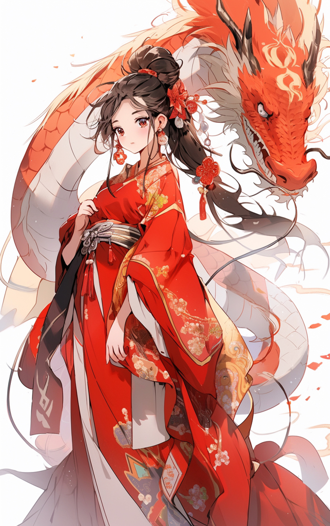 简约新年龙年数字艺术图AI图
